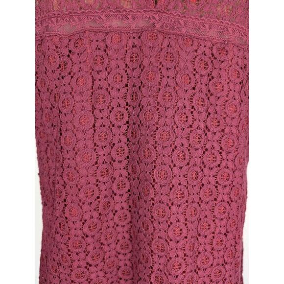Umgee Women’s Size L Boho Lace Floral Embroidered Shift Dress Lined Red Burgundy - Picture 6 of 10